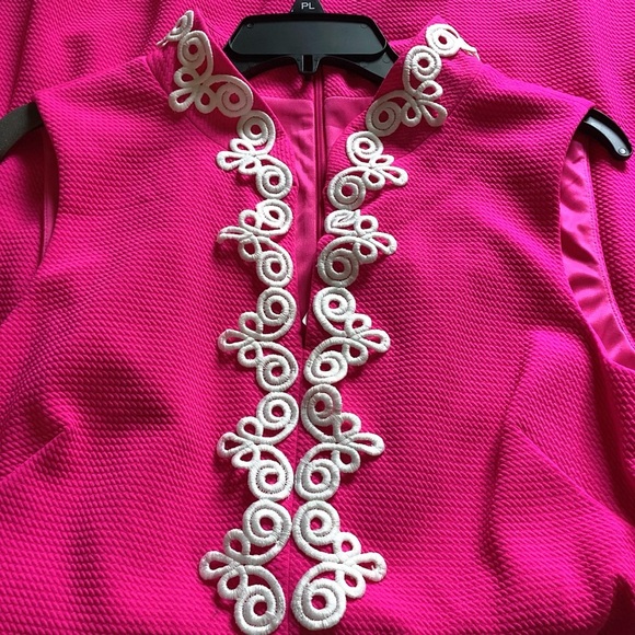 Vince Camuto Nwt  Barbiecore Dress Pink Sz 16 Sleeveless White Lace Trim Stretch - Picture 9 of 10